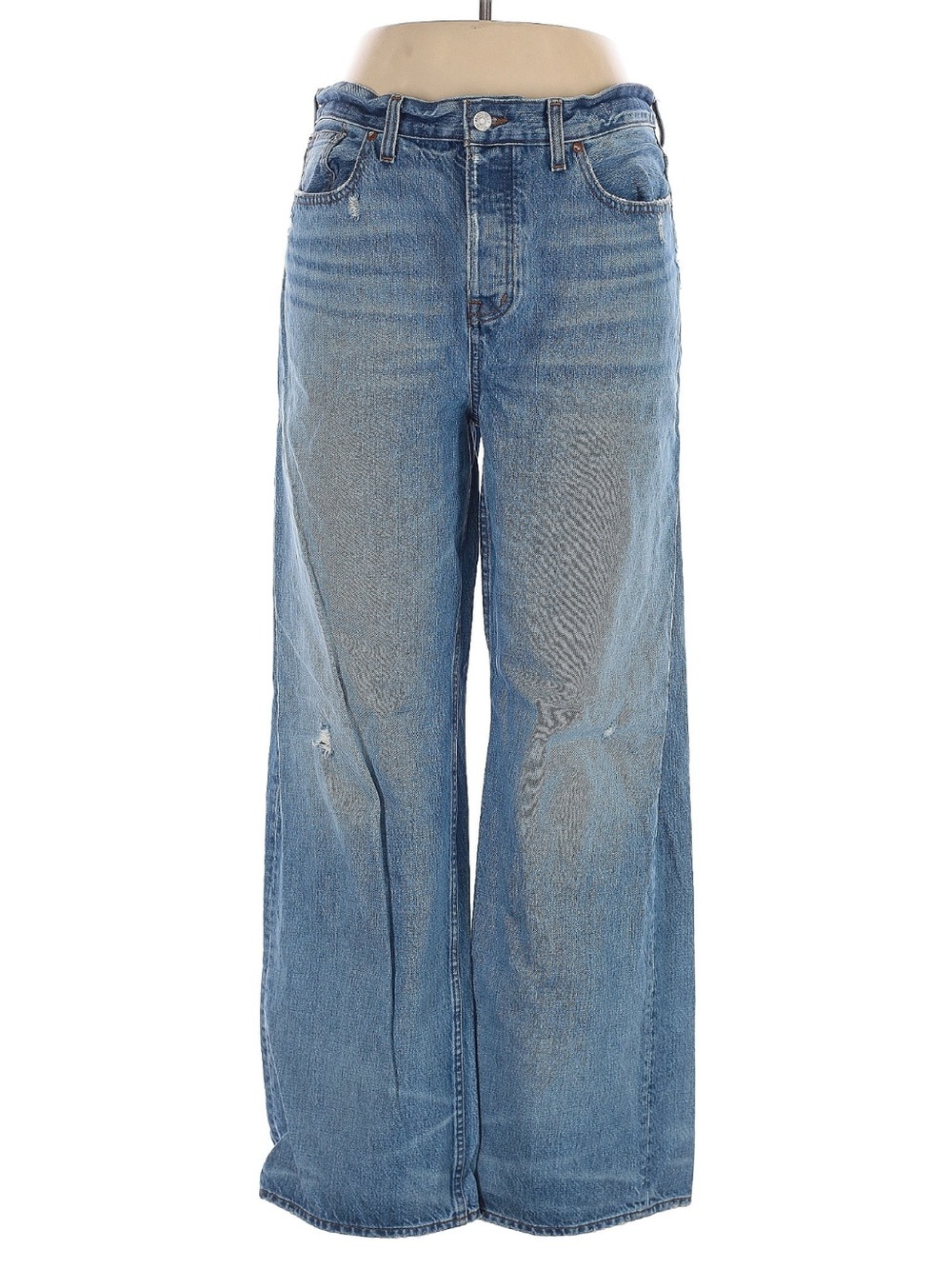 Madewell Low-Slung Baggy Denim Jeans - classic denim with Contrast Stitching